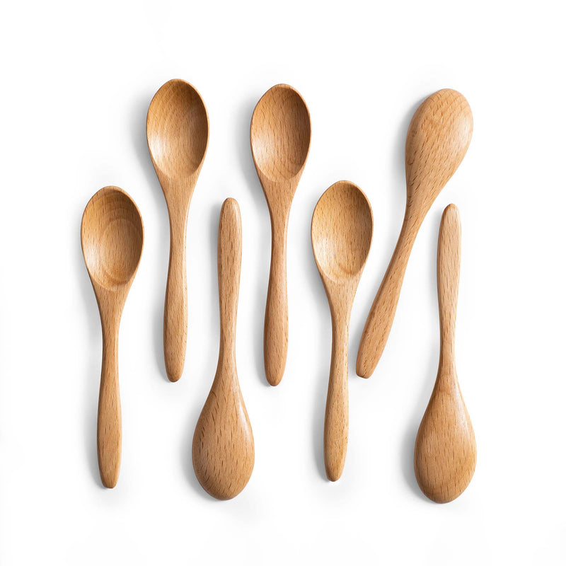 7 pcs 5.8 inch Small Wooden Teaspoons for Honey