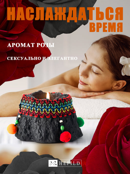 Hefild Scented Candles for Home, Rose Scented Heavy Ceramic Candle to Prevent Tunneling, 25-30 Hour Burn Time, Includes Matches and White Tea Aroma Tablet for Spa Relaxation