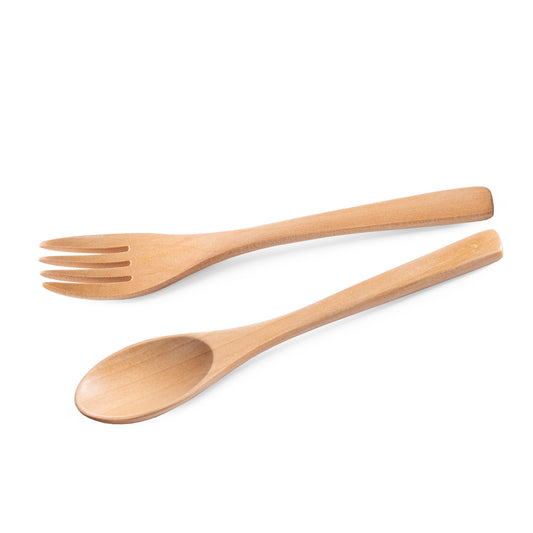 This is a reusable handmade natural wood wooden spoon and fork, suitable for stirring eating and camping