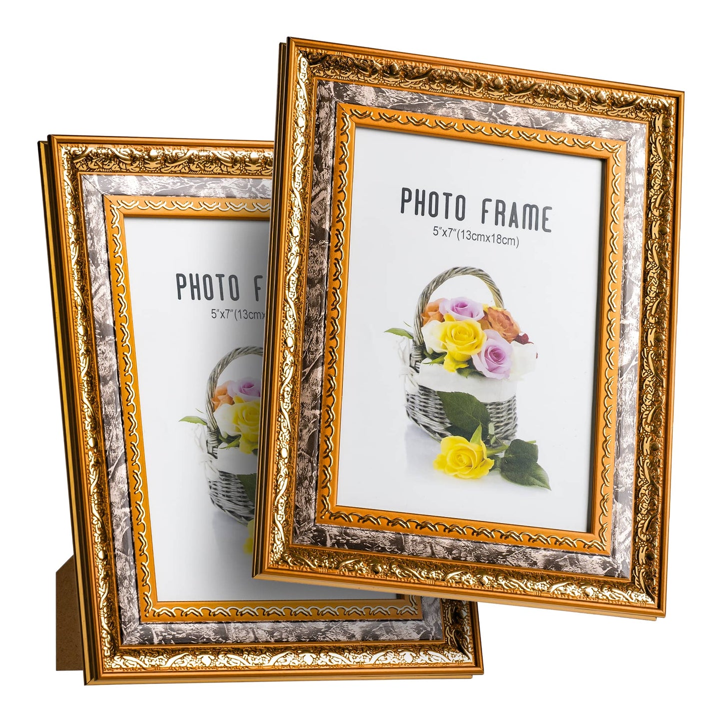 This is a beautiful and elegant photo frame with a gold border that is extremely delicate