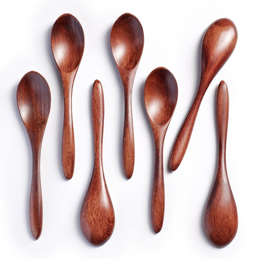 Hefild 7pcs 5.8inch Small Wooden Spoons for Honey Tea