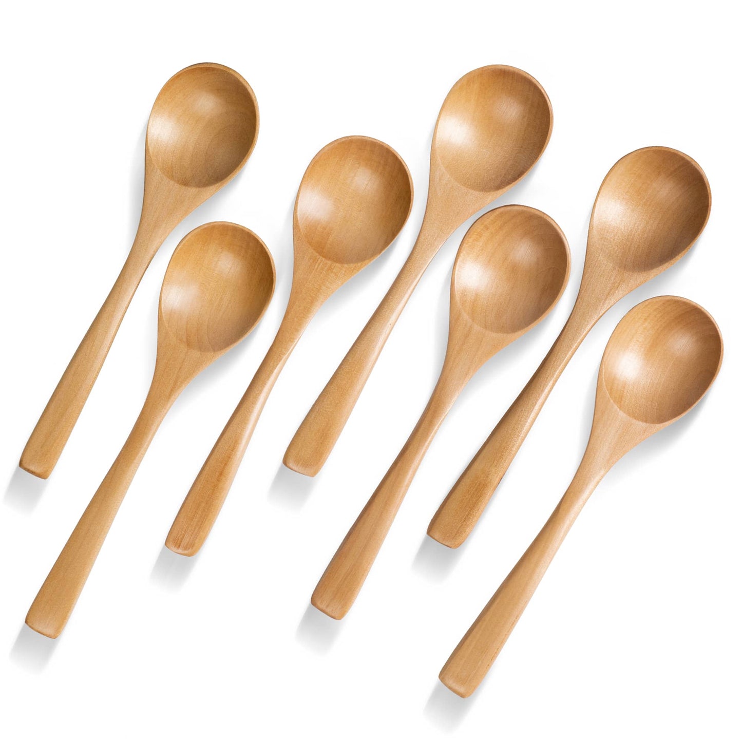7 pcs 7 Inch Eating Spreading Jam for Kids and Adults Harvest Woods Small Natural Pure Wooden Spoon