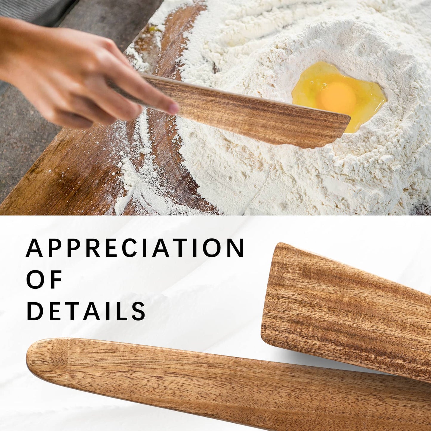 Hefild Wooden Spatula for Cooking Set of 2 – 12 Inch Acacia Wood Spatula with Thin Edge for Flipping – Flat Wooden Spatulas for Nonstick Pans – Sturdy Wood Cooking Utensils for Daily Use