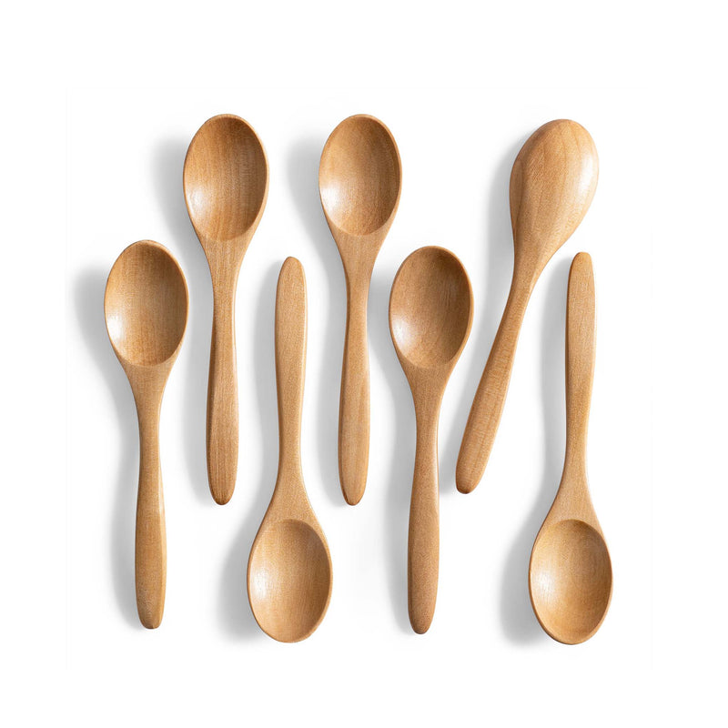 7 pcs 5.8 inch Small Wooden Teaspoons for Honey
