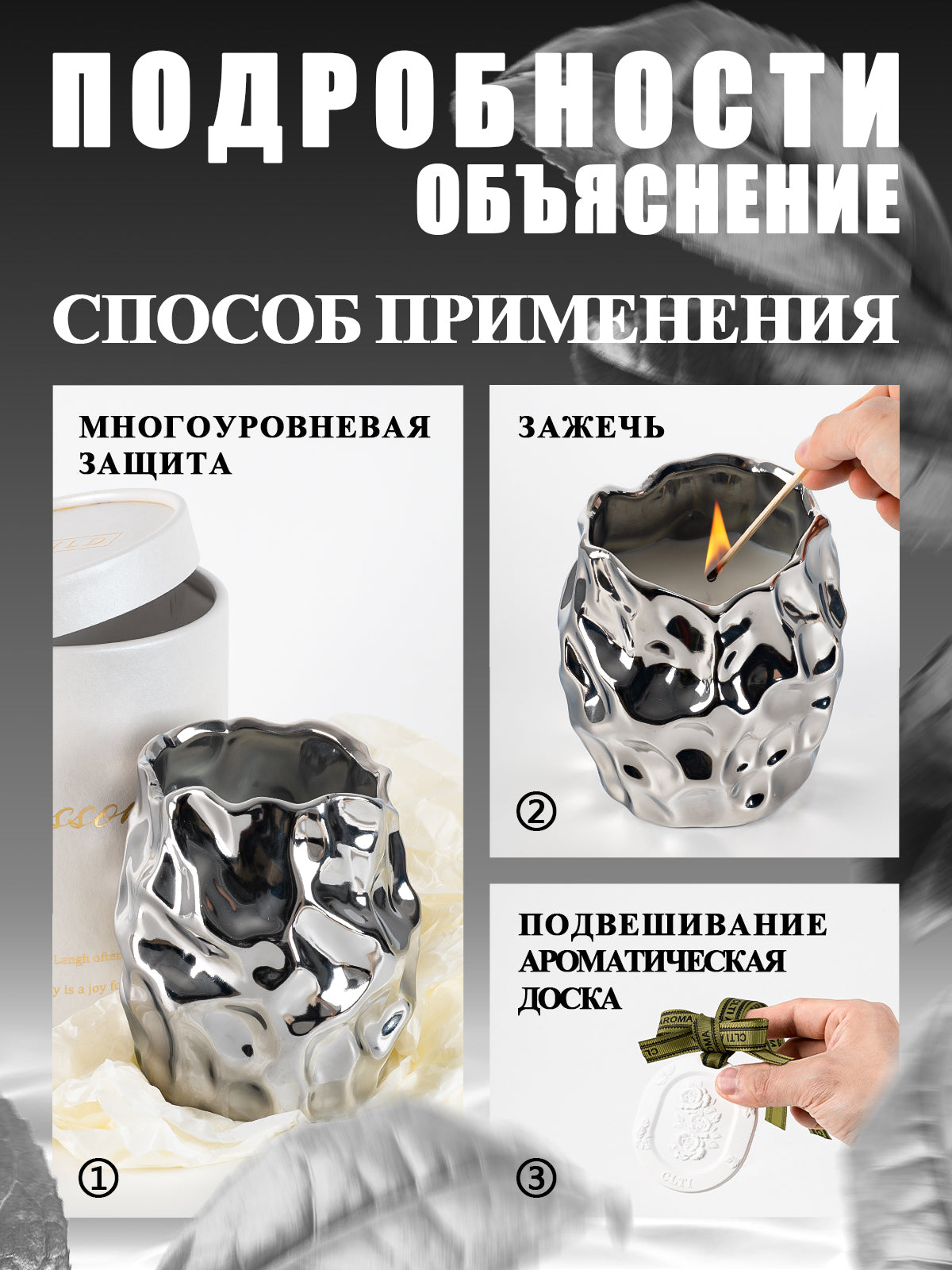 Hefild Large Scented Candles for Home, 800g White Tea Fragrance, 160H Long Lasting Burn, Electroplated Silver Ceramic Decor with Greeting Card and Extra Spare Wicks, Housewarming Gift