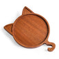 This is a natural wooden tray with a hook in the shape of a big cat made of natural wood