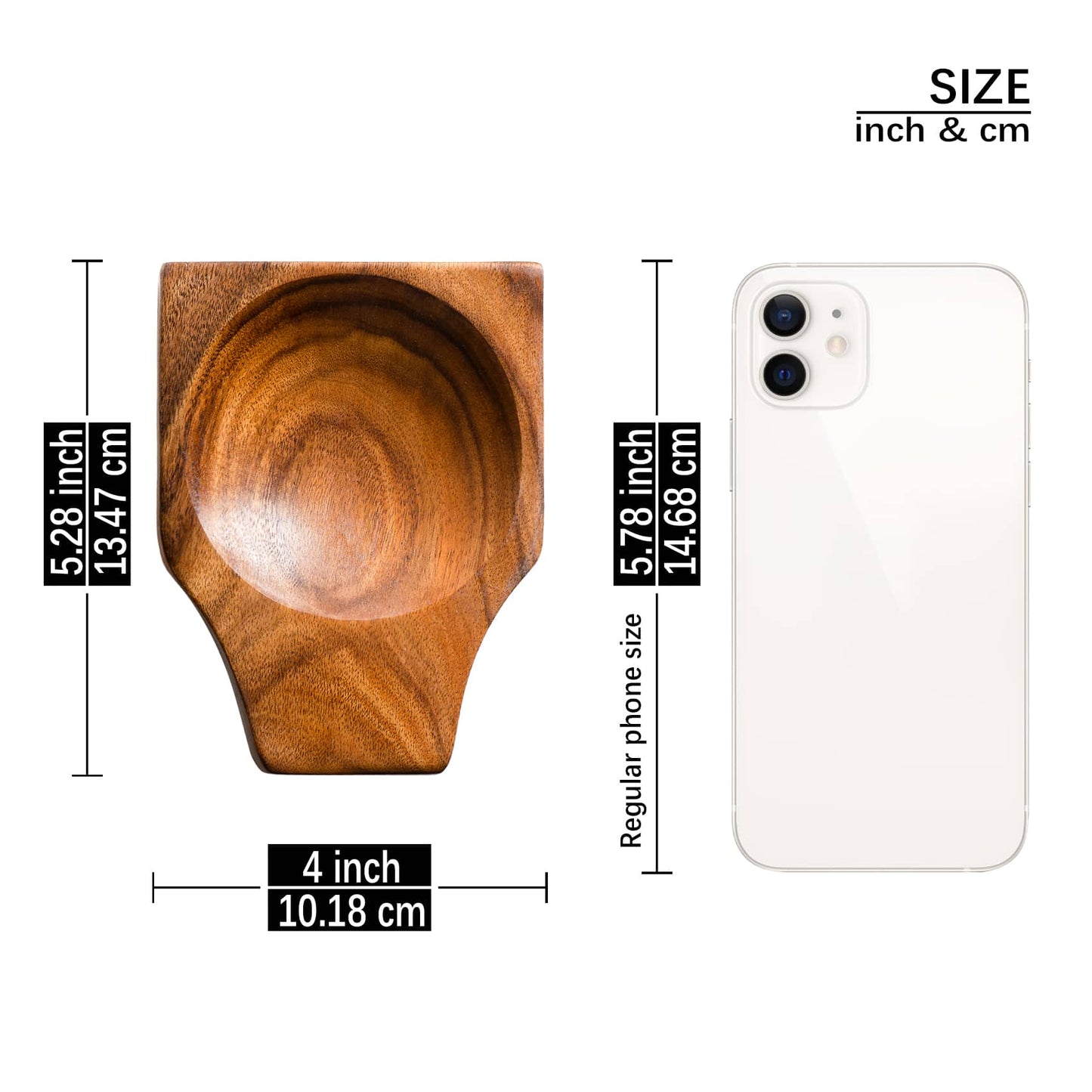 Dimensions of the display spoon rest, 5.3 inches long by 4 inches wide