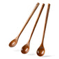 These are three 13 inch handmade natural wood long handled stirring spoons, large wooden spoons for cooking