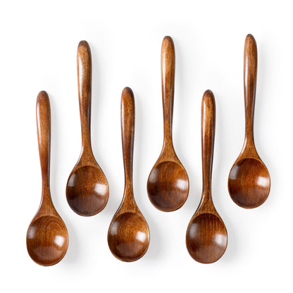 6pcs 6.7inch small wooden table spoons for honey made of hardwood