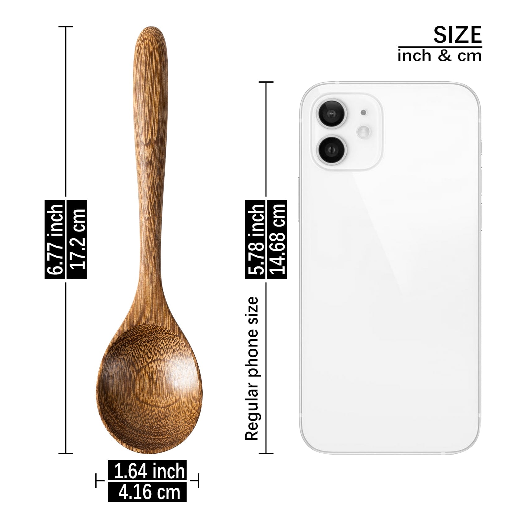 Small wooden spoon length 6.7inch, width 1.6inch