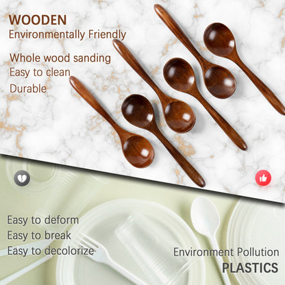 Compared to plastic spoons, small wooden spoons are more environmentally friendly, durable and easy to clean