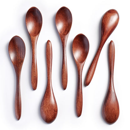 Hefild 7pcs 5.8inch Small Wooden Spoons for Honey Tea