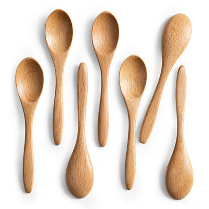 Hefild 7pcs 5.8inch small wooden spoons for honey & tea, made of beech wood