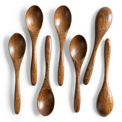 Hefild 7pcs 5.8inch small wooden spoons for honey & tea, made of padauk wood