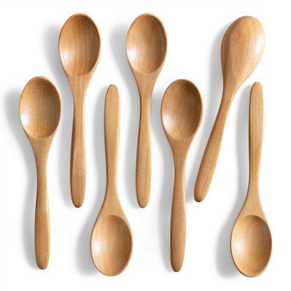 Hefild 7pcs 5.8inch small wooden spoons for honey & tea, made of Schima wood