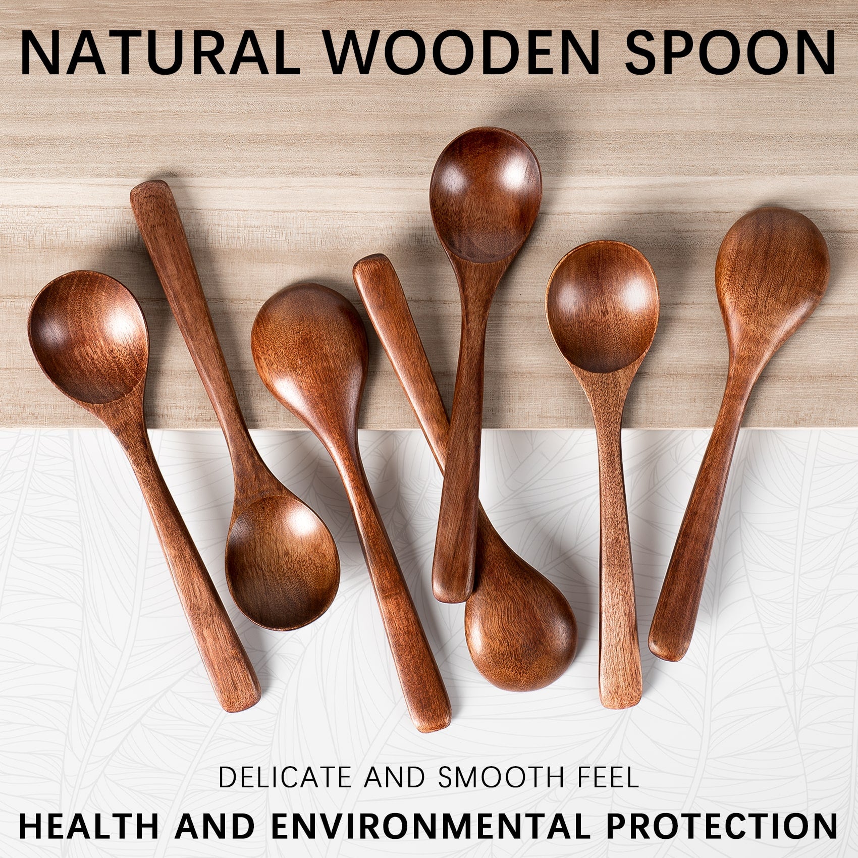 Displaying 7pcs 7inch small wooden spoons