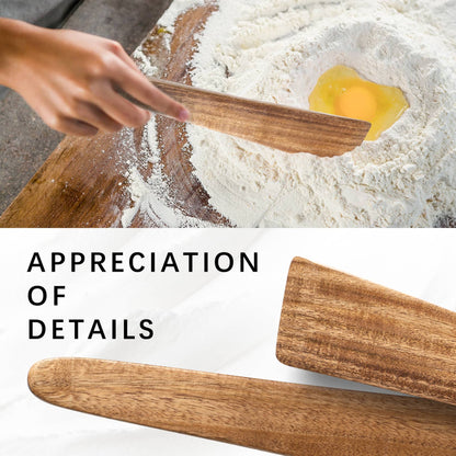 Hefild Wooden Spatula for Cooking Set of 2 – 12 Inch Acacia Wood Spatula with Thin Edge for Flipping – Flat Wooden Spatulas for Nonstick Pans – Sturdy Wood Cooking Utensils for Daily Use
